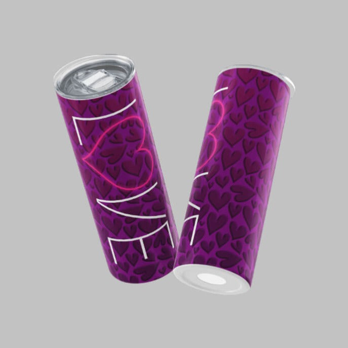 Purple Love Hearts 20oz. Tumbler | Grace & Fire Designz