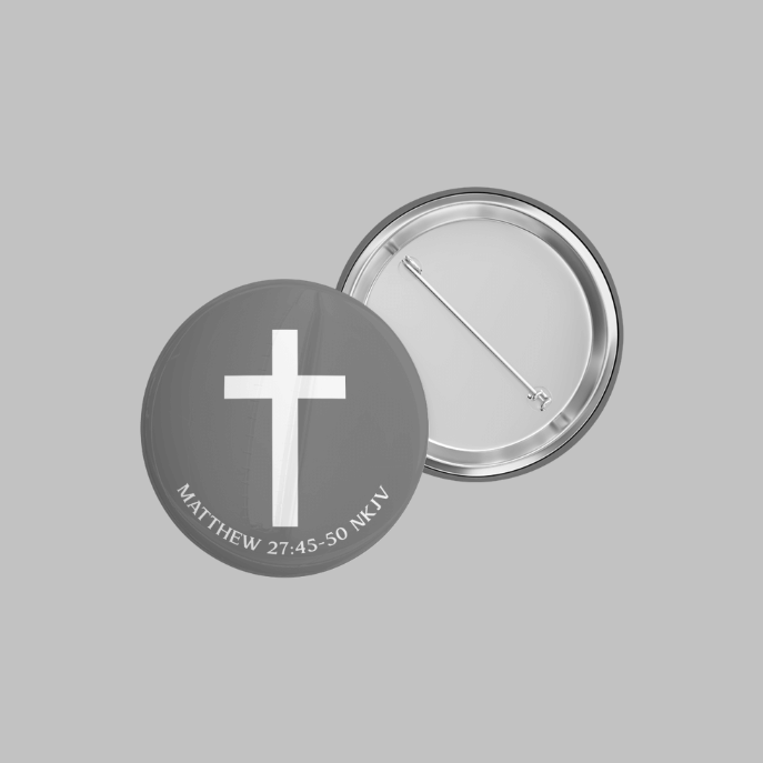 Cross Pinback Buttons Gray| Grace & Fire Designz