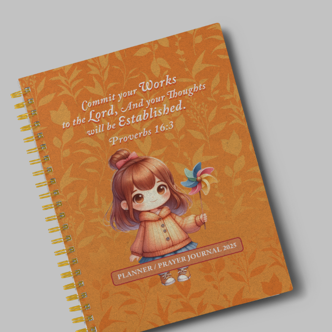 Autumn Girl Planner/Prayer Journal 2025 - Commit your works | Grace & Fire Designz