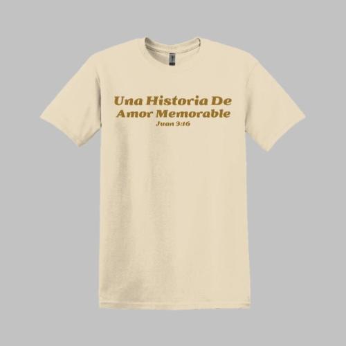 una Historia de Amor Memorable Sand Unisex t-shirt, exclusive design of Grace & Fire Designz