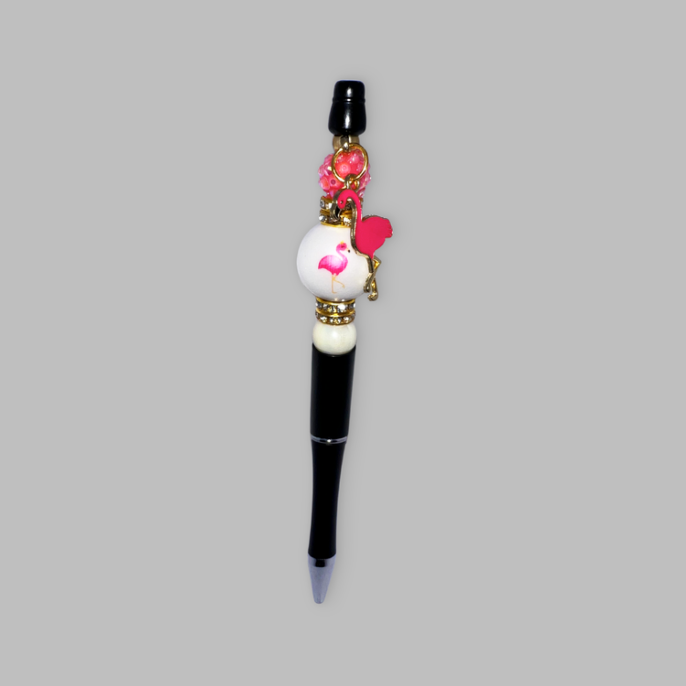 Flamingo w/ Charm Beadable Pen | Grace & Fire Designz