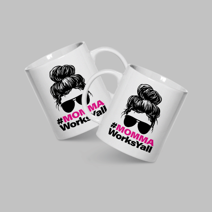 Momma Works Ya'll 11oz White Mug | Grace & Fire Designz