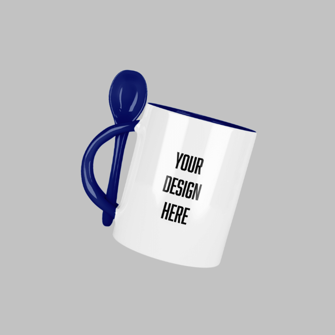 Dark Blue 11 oz mug with spoon