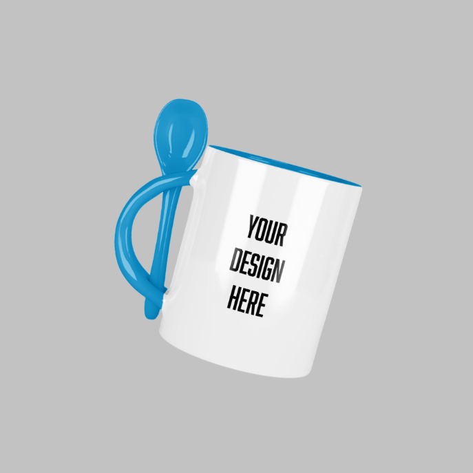 Light Blue 11 oz mug with spoon