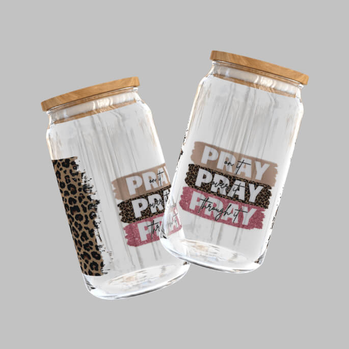 Pray Cheetah Uv DTF Libbey can Wrap | Grace & Fire Designz