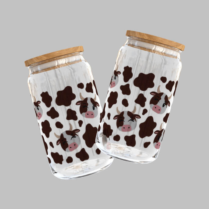 Brown Cows Uv DTF Libbey can Wrap | Grace & Fire Designz