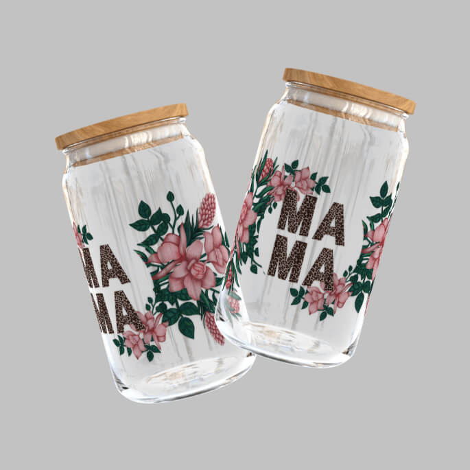 Mama Floral Uv DTF Libbey can Wrap | Grace & Fire Designz