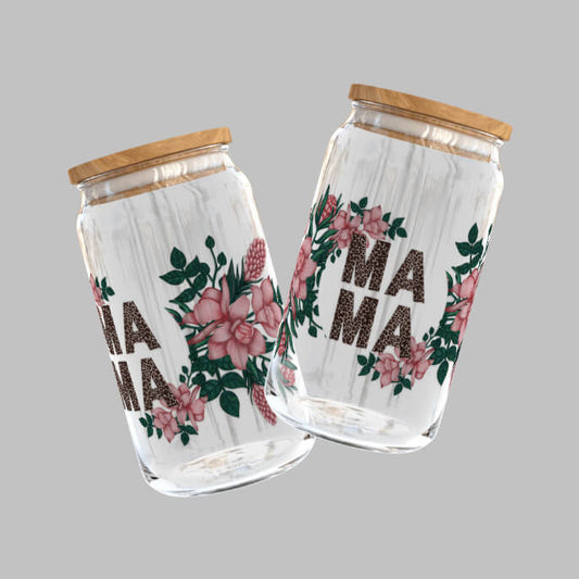 Mama Floral Uv DTF Libbey can Wrap | Grace & Fire Designz