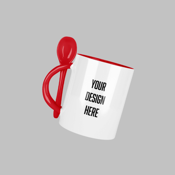 Red 11 oz mug with spoon